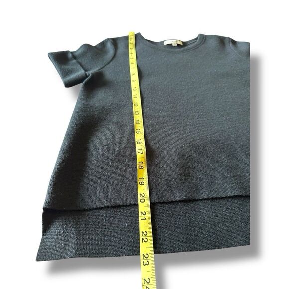 Madewell Women’s Cuffed Short Sleeve Wool Blend Sweater Black Small Hi Low Hem - Picture 7 of 8